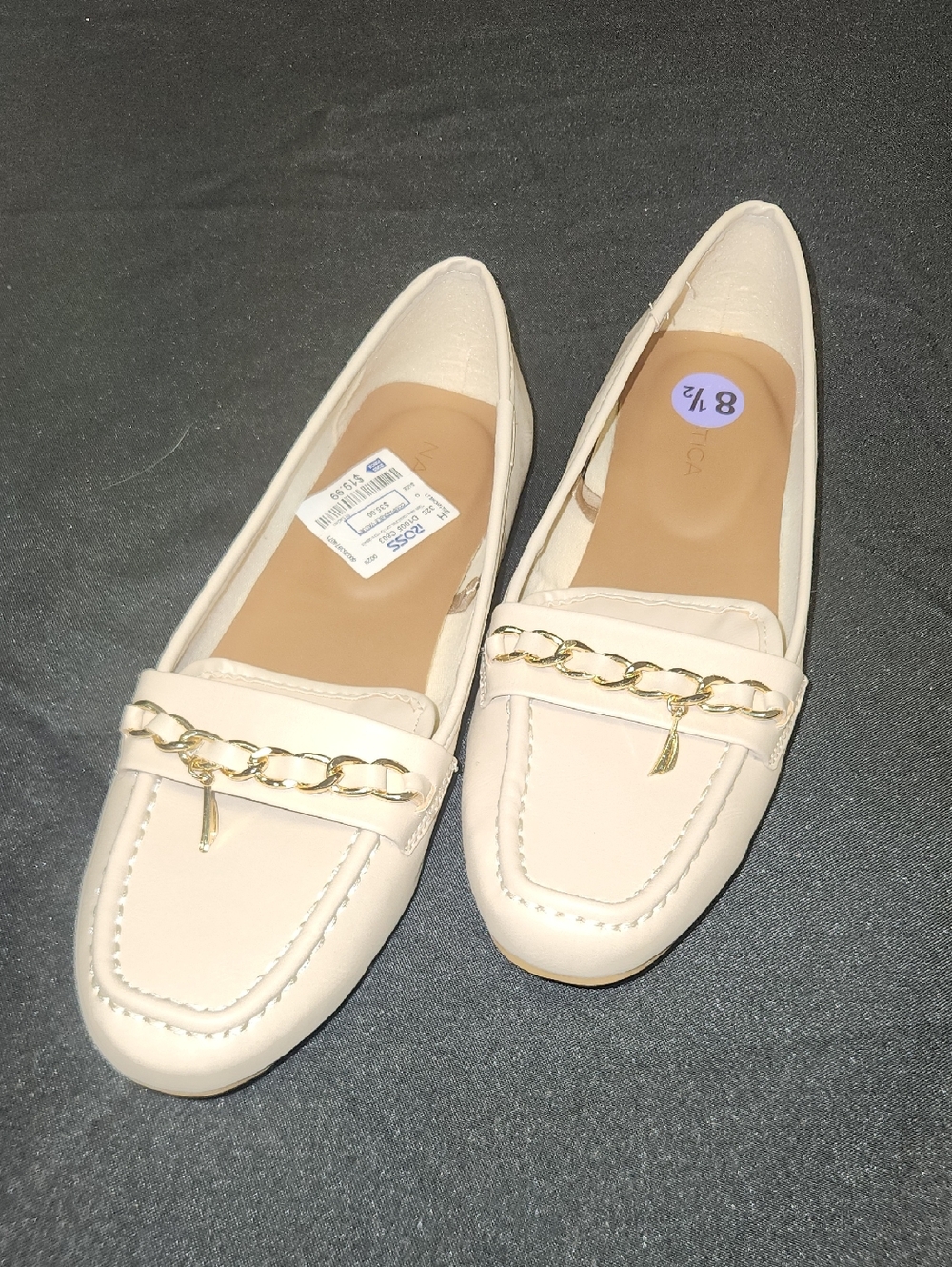 Nautica Cream Chain-Trim Loafers